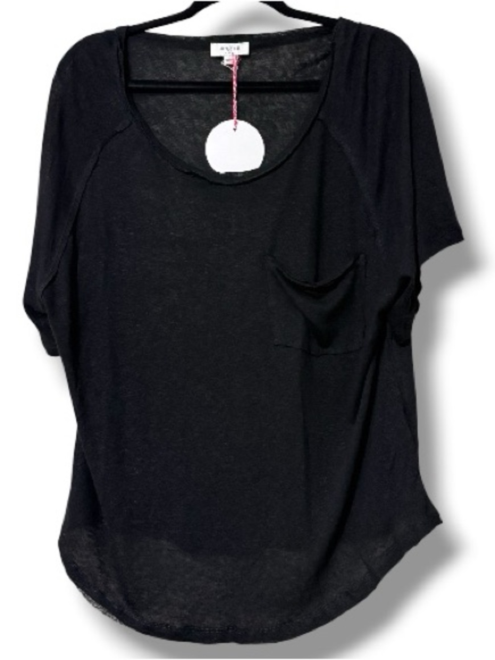 Umgee size large black scoop neck linen slouchy tee sheer lightweight new casual